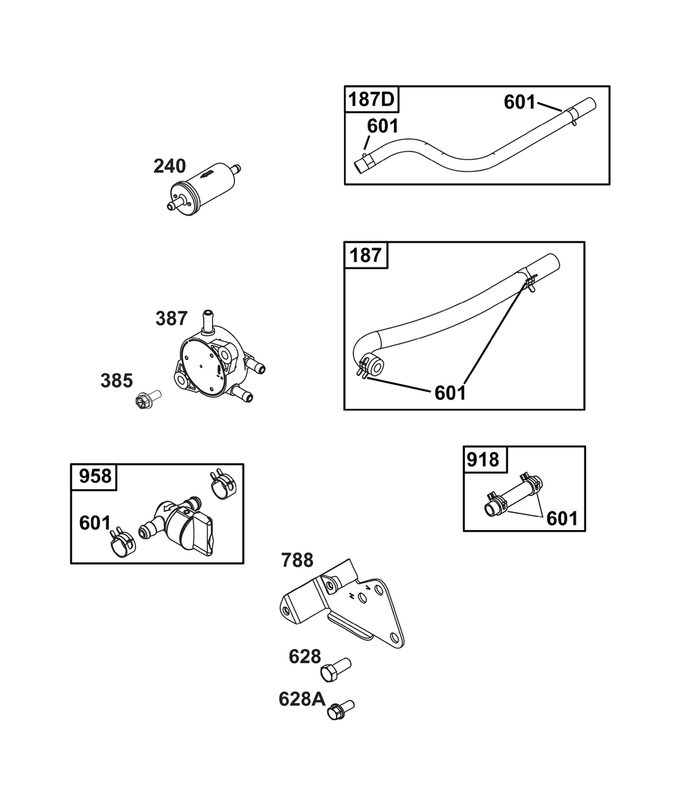 Fuel Supply Group Diagram and Parts List for 386447-0032-B5 200000 - 399999 Briggs and Stratton Engine
